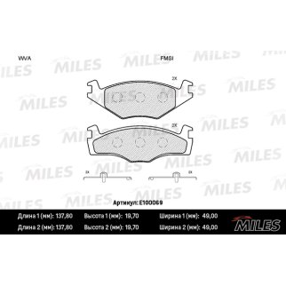 Колодки тормозные передние к-кт MILES E100069 фото