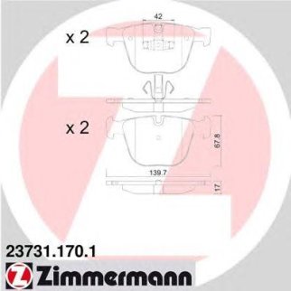 Колодки тормозные к-кт Zimmermann 23731.170.1 фото
