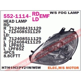 Фара передн прав с ЭК с противотум. CITROEN: XSARA 00- фото