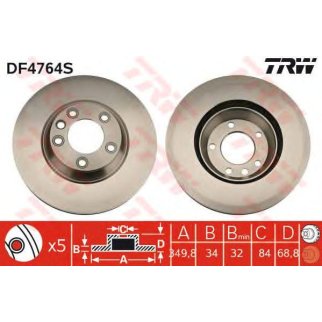 Диск тормозной передний вентилируемый левый TRW DF4764S фото