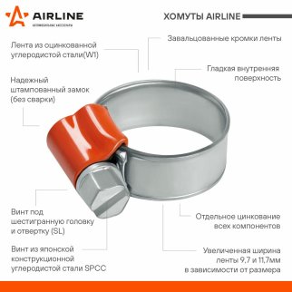 Хомут металлический AirLine AHC-SK-06 фото 3 Хомут металлический AirLine AHC-SK-06 фото 3