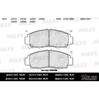 Колодки тормозные передние к-кт MILES E100188 фото