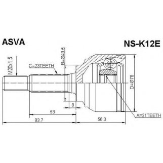 ШРУС НАРУЖНЫЙ 21x49.5x23 фото
