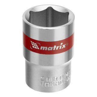 Головка торцевая, 19 мм, 6-гранная, CrV, под квадрат 1/2, хромированная MATRIX 13119 фото