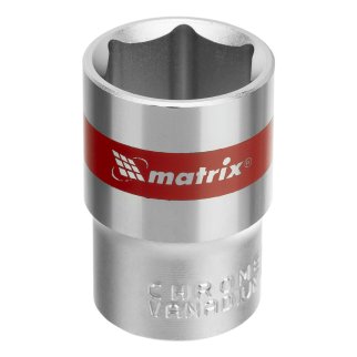 Головка торцевая, 19 мм, 6-гранная, CrV, под квадрат 1/2, хромированная MATRIX 13119 фото