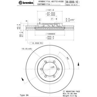 Диск тормозной brembo 09.B359.10 фото