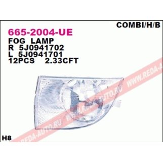 Фара противотуманная левая SKODA Fabia, Roomster 07- седан фото