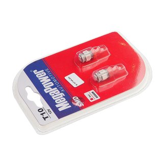 Лампа T10W (W2,1x9,5d) 5 SMD 5050 RED блистер (2 шт) 12V MEGAPOWER фото 1