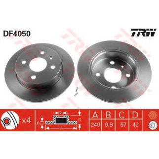 Диск тормозной задний TRW DF4050 фото