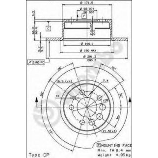 Диск тормозной brembo 08.3441.24 фото