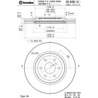 Диск торм. пер.(320x28) 6 отв. фото