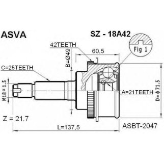 ШРУС наружный ASVA SZ-1-8A42 фото