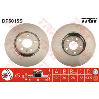 Диск тормозной передний AUDI VW TRW DF6015S фото