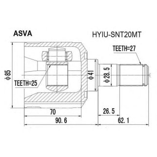 ШРУС внутренний ASVA HYIU-SNT20MT фото