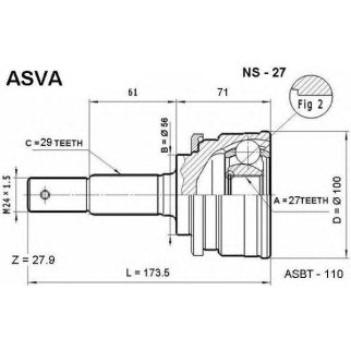 ШРУС НАРУЖНЫЙ 27x56x29 фото