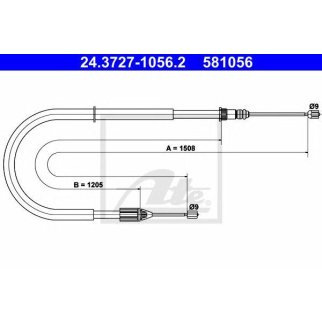 Трос стояночного тормоза левый ATE 24.3727-1056.2 фото