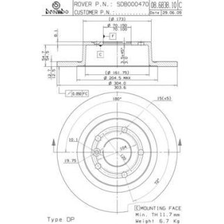 Диск тормозной brembo 08.6838.11 фото