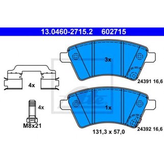 Колодки тормозные передние к-кт ATE 13.0460-2715.2 фото