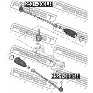 Наконечник рулевой правый PEUGEOT 308 2007- 2521-308RH фото