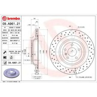 Диск тормозной brembo 09.A961.21 фото