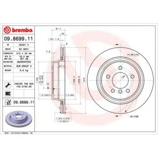 Диск тормозной brembo 09.8699.11 фото
