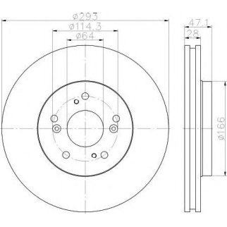 Диск тормозной передний вентилируемый Hella 8DD 355 115-941 фото