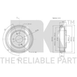 Барабан тормозной задний (203,2x38,5mm) / HYUNDAI Getz 02~09 фото