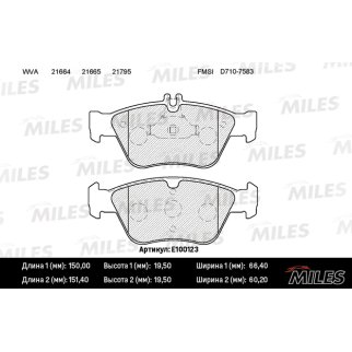 Колодки тормозные передние к-кт MILES E100123 фото