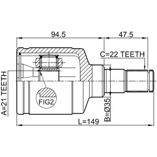 ШРУС ВНУТРЕННИЙ ЛЕВЫЙ21X35X22 (FEBEST) фото 2