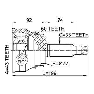 ШРУС НАРУЖНЫЙ ЗАДНИЙ 43X72X33 (FEBEST) фото 2