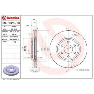 Диск тормозной brembo 09.B628.10 фото