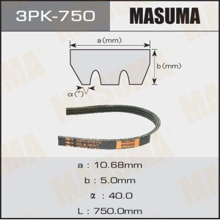 Ремень поликлиновый 3PK 750 MASUMA 3PK-750 фото 1