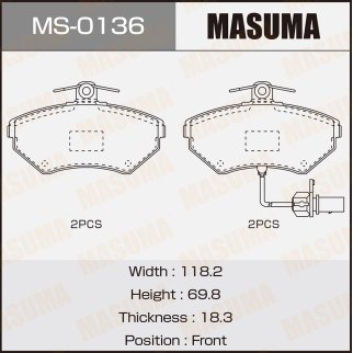 Колодки тормозные передние к-кт Masuma MS-0136 фото
