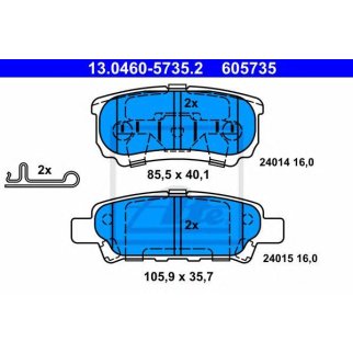 Колодки тормозные задние дисковые к-кт ATE 13.0460-5735.2 фото
