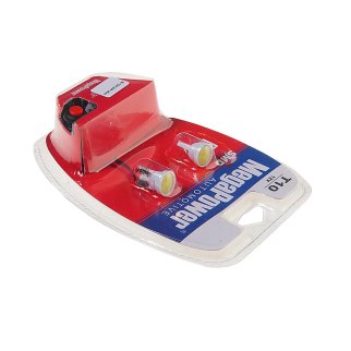 Лампа T10W (W2,1x9,5d) COB 1 SMD CHIPS WHITE блистер с тестером (2 шт) 6000K 12V MEGAPOWER фото 1