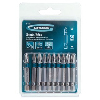Набор бит PH2х50 сталь S2, (10шт) GROSS фото 6