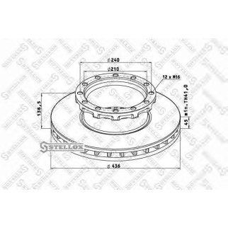 85-00743-SX_диск торм. 1ШТ. !436/210x45/138 12n-240-M16Iveco180-440E.38/42/47/52 4196457-> фото
