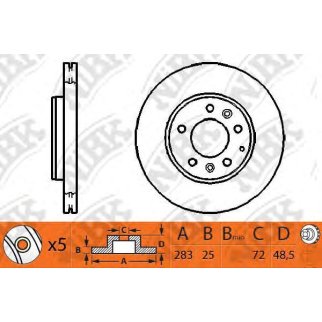Диск тормозной передний вентилируемый NiBK RN1195 фото