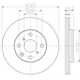 Диск тормозной передний вентилируемый Hella 8DD 355 112-311 фото