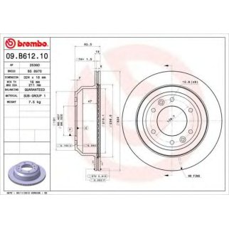 Диск тормозной brembo 09.B612.10 фото