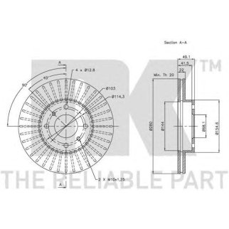 Диск тормозной передний вентилируемый NK 202251 фото