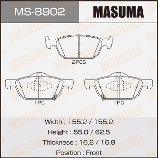 Колодки тормозные передние к-кт Masuma MS-8902 фото