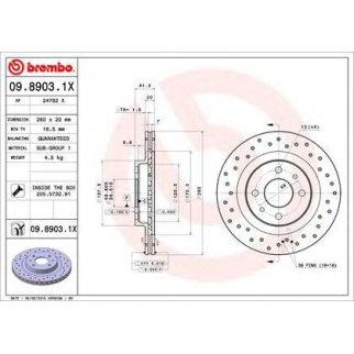Диск тормозной brembo 09.8903.1X фото