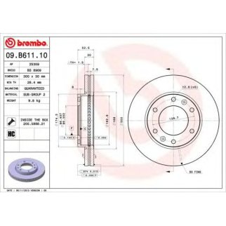 Диск тормозной brembo 09.B611.10 фото