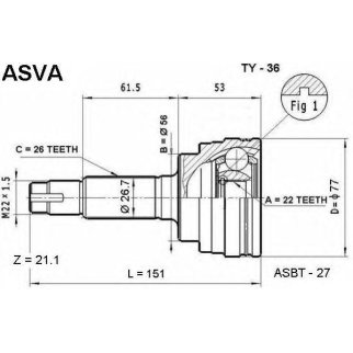 ШРУС наружный ASVA TY-3-6 фото