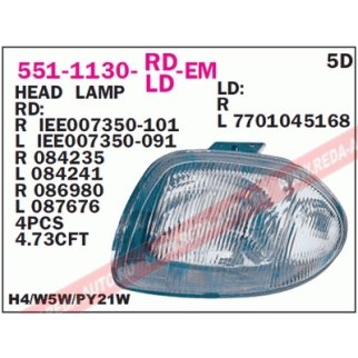 Фара правая DEPO 551-1130R-LD-EM фото