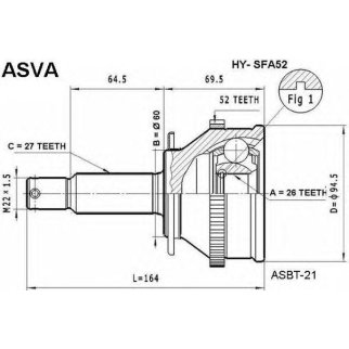 ШРУС наружный ASVA HYSF-A52 фото