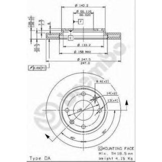 Диск тормозной передний вентилируемый Brembo 09.9610.14 фото