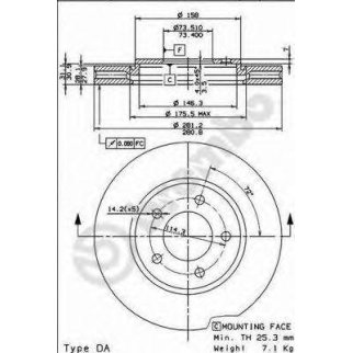 Диск тормозной передний вентилируемый Brembo 09.8977.10 фото
