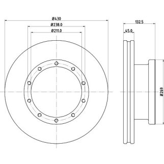 Диск торм. для а/м КАМАЗ 5490/Mercedes Axor (01-)/Actros (03-)/Atego (98-) перед./зад. (DF 549) фото 3
